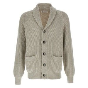 Brunello Cucinelli Half-Ribbed Cotton Gauze Shawl Cardigan - NWT